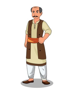 A indian village man cartoon character design for 2d animation vector