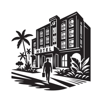 Creative Hotel Silhouette Vectors AI Format for Graphic Designers