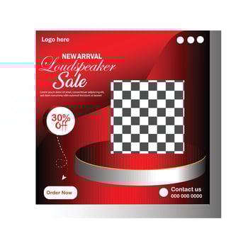 Social media red , white and black post design template. vector