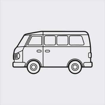 van car outline illustration art vector
