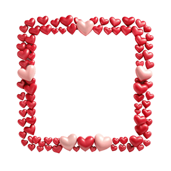 a square frame made of red love hearts png