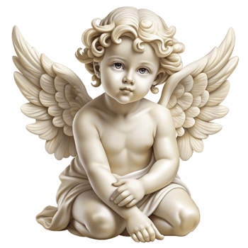 Elegant Cupid Angel in Stone png