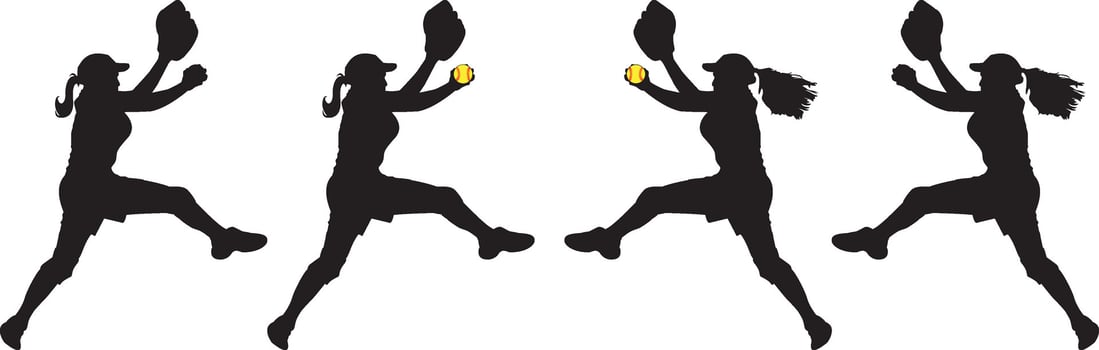 Girls Softball, Baseball Girl Silhouette, Sport Mom, Baseball Players vector