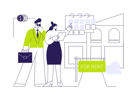 Renting a retail property abstract concept illustration. vector