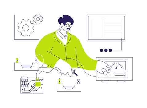Conduct physics experiment abstract concept illustration. vector