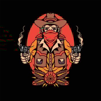 cowboy tattoo illustration design vector