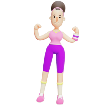 3D Yoga Techniques. Cartoon Character Flexing Muscles Fitness and Strength Activity. Cartoon Girl png