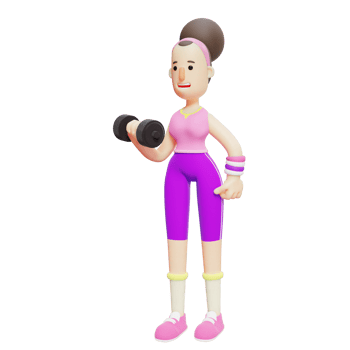 Female Cartoon Character Engaged in a Weightlifting Workout. Animated Character png