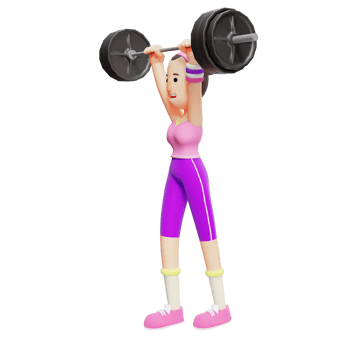 3D Yoga Pack. A Female Cartoon Character Performing a Weightlifting Exercise. Girl in Motion png