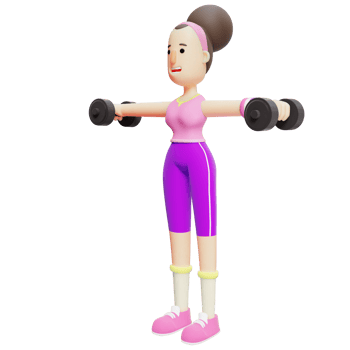 Yoga Girl 3D Animation. A Female Cartoon Character Performing a Dumbbell Lift Exercise. Cartoon Character png