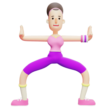 Cartoon Yoga Girl in 3D. A Female Cartoon Character Performing a Stretching Pose With Both Arms Extended Wide. Illustrative Pack png