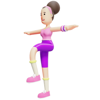 3D Girl Yoga Poses. Female Character in Leg Balance Exercise Pose. Illustrated Pack png