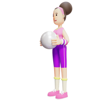 3D Yoga Character Girl. A Female Cartoon Character Holding a Fitness Ball. Cartoon Pack png