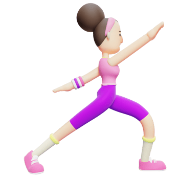 Cartoon Yoga Girl Character Pack. Female Character Performing Yoga Pose. 3D png