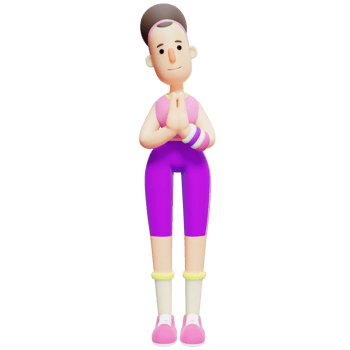Yoga Girl Doing Poses. Female Character in Prayer Pose. 3D Cartoon png