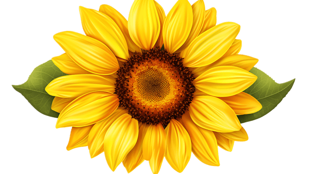 A yellow sunflower with a bright, cheerful center on a transparent background png