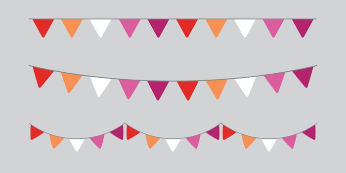 Orange, white, and pink colored party bunting, as the colors of the lesbian flag. LGBTQI concept. vector