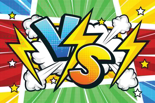 comic layout versus yellow and blue banner sale vector