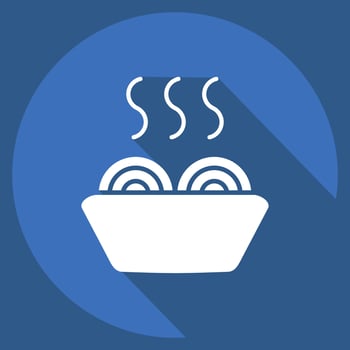 Icon Noodles. related to Breakfast symbol. long shadow style. simple illustration vector