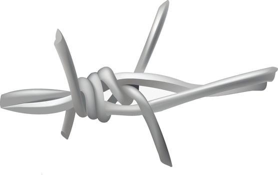 Close-up of barbed wire showing sharp points for protection and security vector