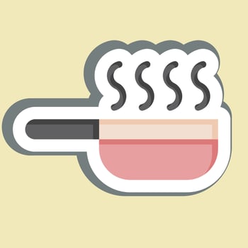 Sticker Fry Pan. related to Breakfast symbol. simple illustration vector