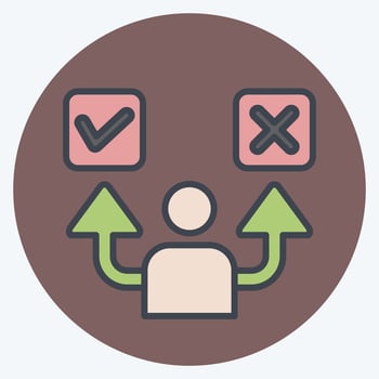 Icon Decide. related to Choice symbol. color mate style. simple illustration vector