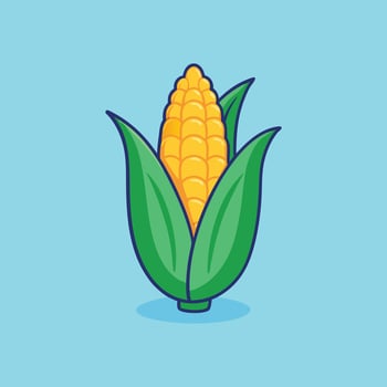 Cute Corn On The Cob Cartoon Icon Illustration. Animal Wildlife Icon Concept Isolated. Flat Cartoon Style Free vector