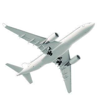 A large passenger jet flying in the air png