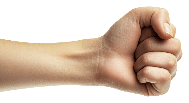 A clenched fist against a white background, cut out - stock . png