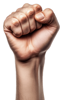 Raised fist symbolizes unity and strength, cut out - stock . png
