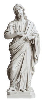 Marble statue of Jesus with outstretched hands, cut out - stock . png