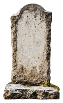 Weathered stone monument in a grassy area, cut out - stock . png