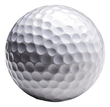 Close-up of a golf ball on a green surface, cut out - stock . png