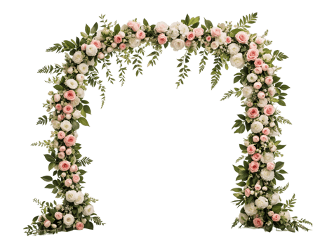 Elegant Wedding Flower Arch Isolated on Transparent Background png
