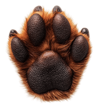 Close-up of a dog's paw in soft light, cut out - stock . png