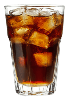 Cold beverage served in a tall glass with ice, cut out - stock . png