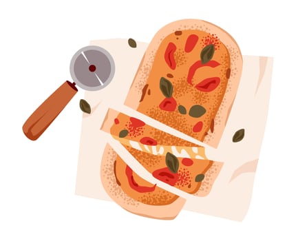 Vegetarian pizza. Italian cuisine vector