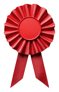 Red award ribbon with blank center, cut out - stock . png