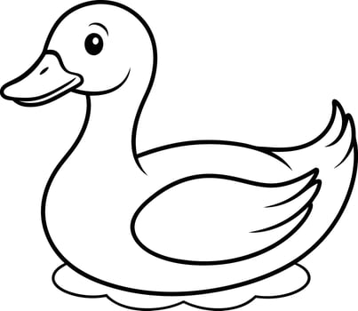 Fun duck coloring page for kids. Black and white design, perfect for creative coloring vector
