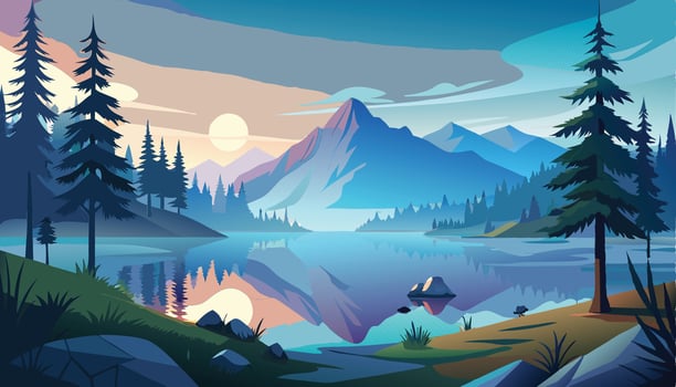 mountain landscape in morning vector