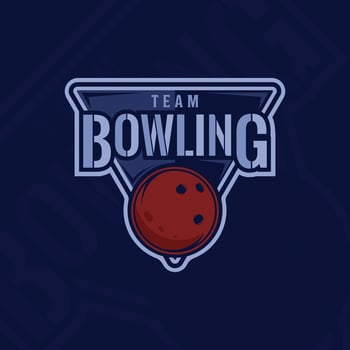 bowling sport emblem logo illustration template icon graphic design. ball sign or symbol for club or team for tournament league with shield badge concept vector
