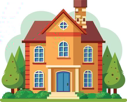 Whimsical Cartoon House Design Vibrant and Colorful Family Home Art vector
