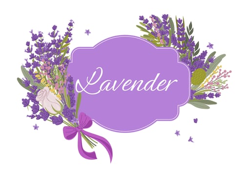 Decorative frame or border with lavender flowers vector