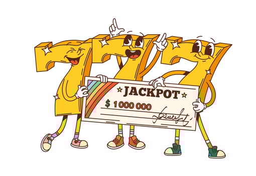 Retro groovy golden three seven signs with jackpot vector