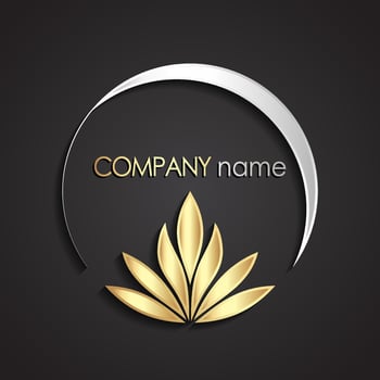 3d gold silver floral ornament in circle beautiful logo design vector