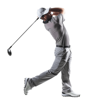 Golfer Golf Swing Pose Isolated on Transparent Background png