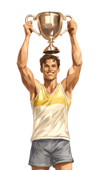 Athlete Holding Up Trophy Illustration Style Isolated on Transparent Background png