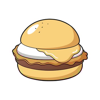Eggs benedict burger isolated on a transparent background vector