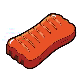 Grilled pork ribs isolated on transparent a white background vector