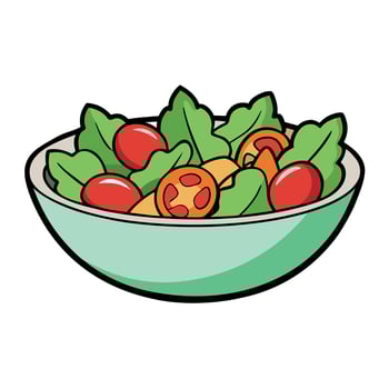 Deliciously fresh salad with crispy bacon and vibrant tomatoes vector
